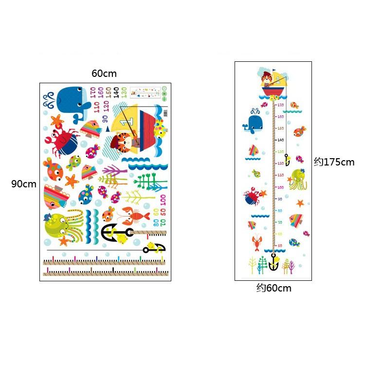 Tranh Decal Trang Trí Dán Tường Hình Cá Đo Chiều Cao Cho Bé T06