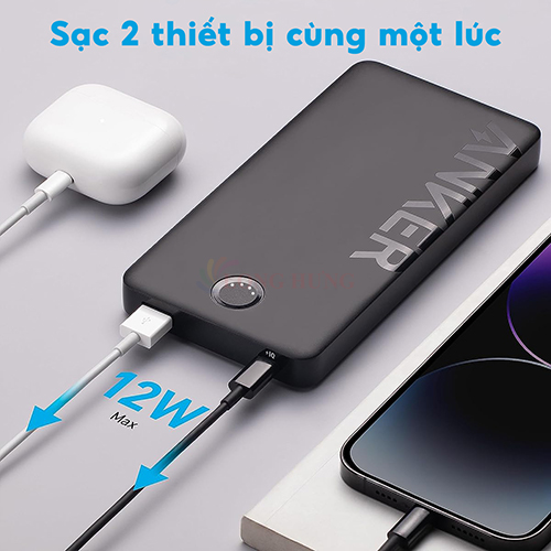 Sạc dự phòng Anker 323 PowerCore PIQ 1USB 1Type-C 12W 10000mAh A1334 - Hàng chính hãng