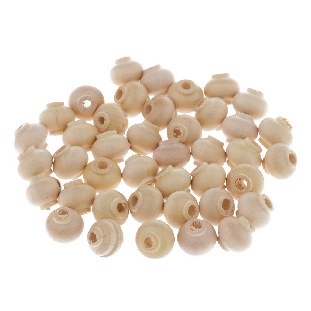 40Pcs Lantern Shape Wooden Beads for Jewelry Making, Macrame Supplies Beads, Wood Loose Beads for Bracelets & Necklace Projects