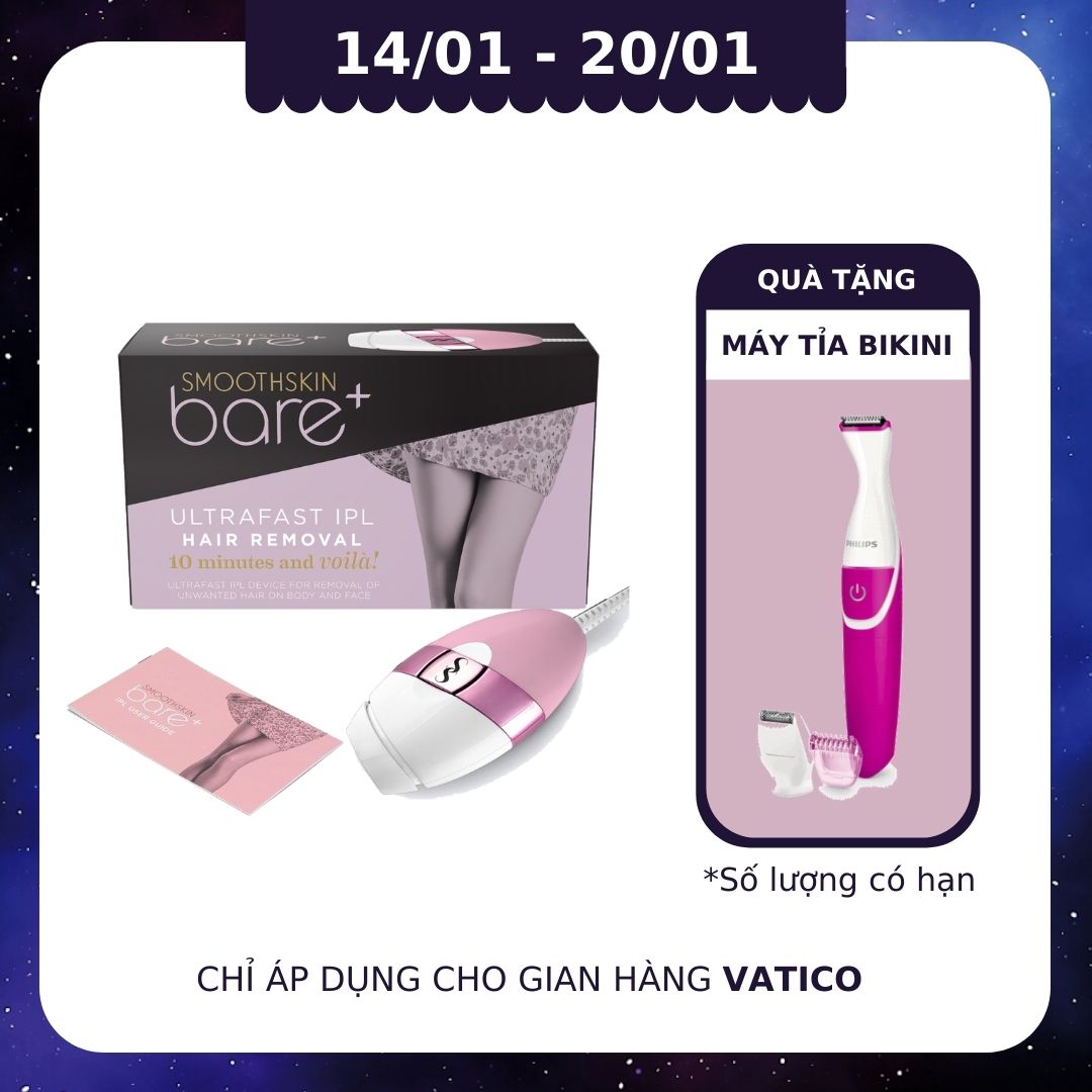 Smoothskin Bare+ Pink - Máy triệt lông cao cấp | Không giới hạn xung bắn, dùng được cho toàn thân, 100 nháy mỗi phút |