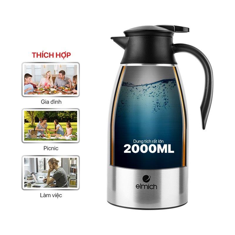 Bình Giữ Nhiệt Gia Đình Inox 304 Elmich EL-3689, Thể Tích 1500ml - Hàng Chính Hãng