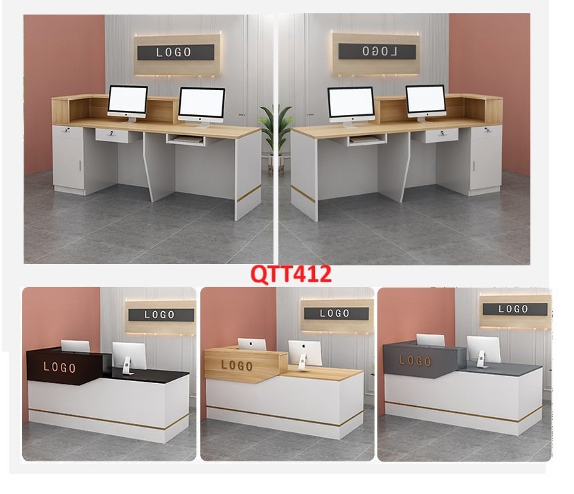 QUẦY LỄ TÂN, QUẦY TIẾP TÂN, QUẦY TÍNH TIỀN, QUẦY THU NGÂN QTT412 - Nội thất lắp ráp Viễn Đông Adv