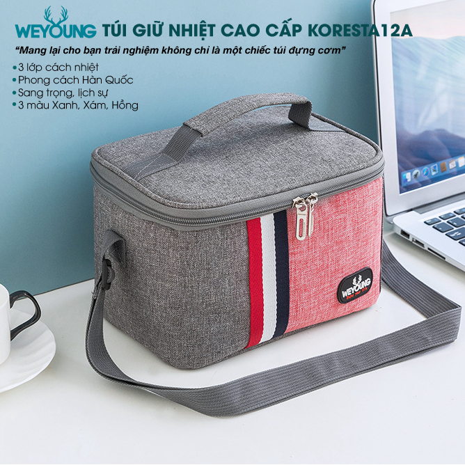 Túi đựng hộp cơm Koresta 12A cao cấp. Túi giữ nhiệt đa năng nhiều lớp. Túi đựng đồ ăn trưa. Túi chống toả nhiệt, dày dặn, phong cách Hàn Quốc thời trang