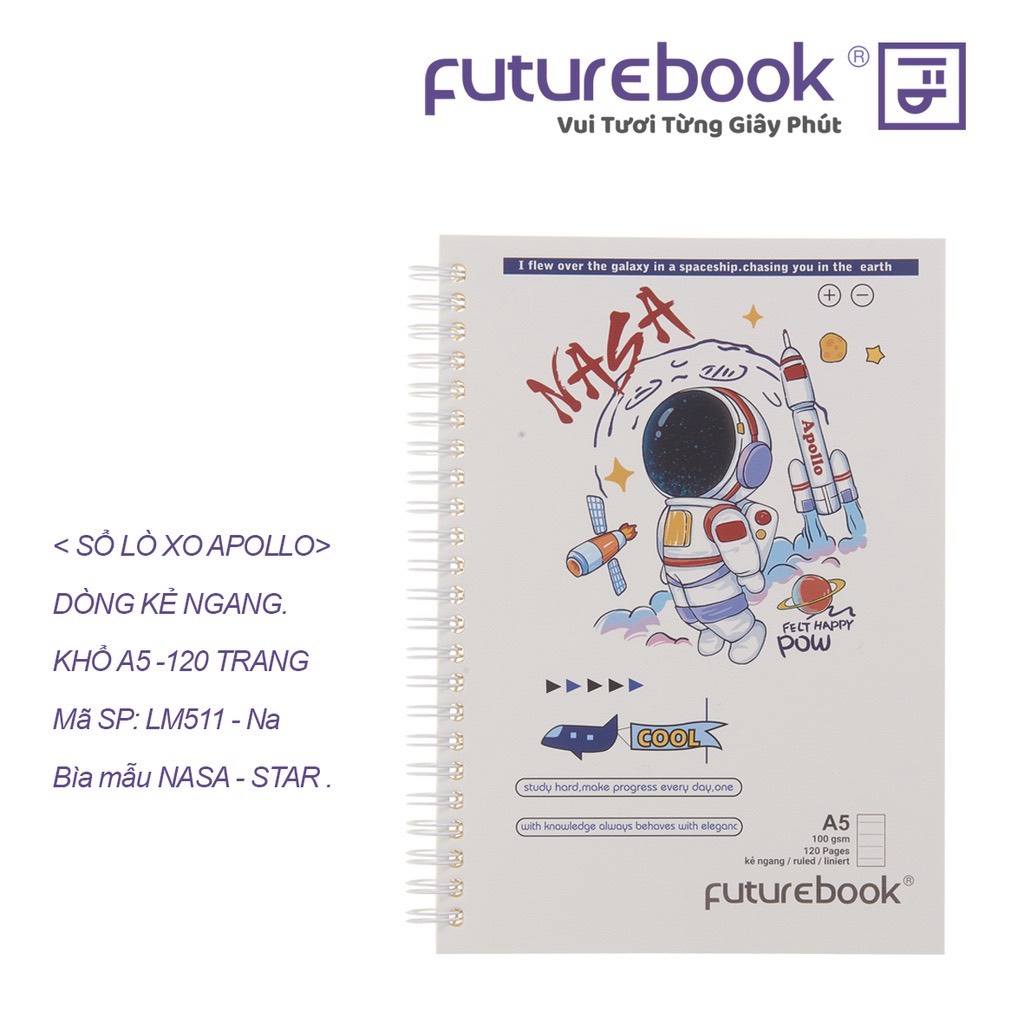 FUTUREBOOK (Có Nhiều Mẫu)-Sổ Lò Xo Bìa Mềm A5-Dòng Kẻ Ngang-Định Lượng 100GSm-120 Trang. MSP LM511( Giao mẫu ngẫu nhiên)