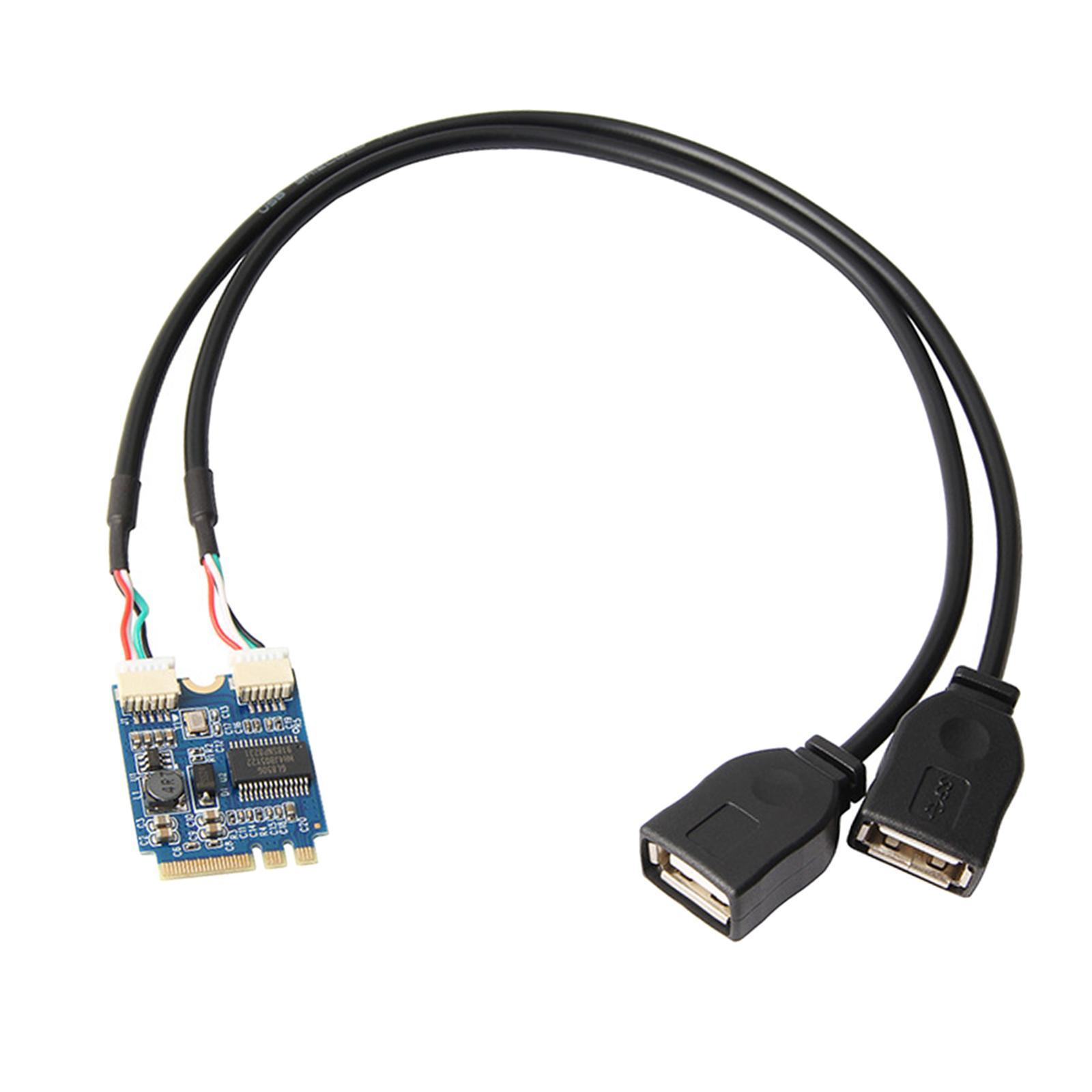 Interface Cable Durable Portable Expansion Adapter Card Network Card Port M.2 A/E Key to Dual USB 2.0 Cable
