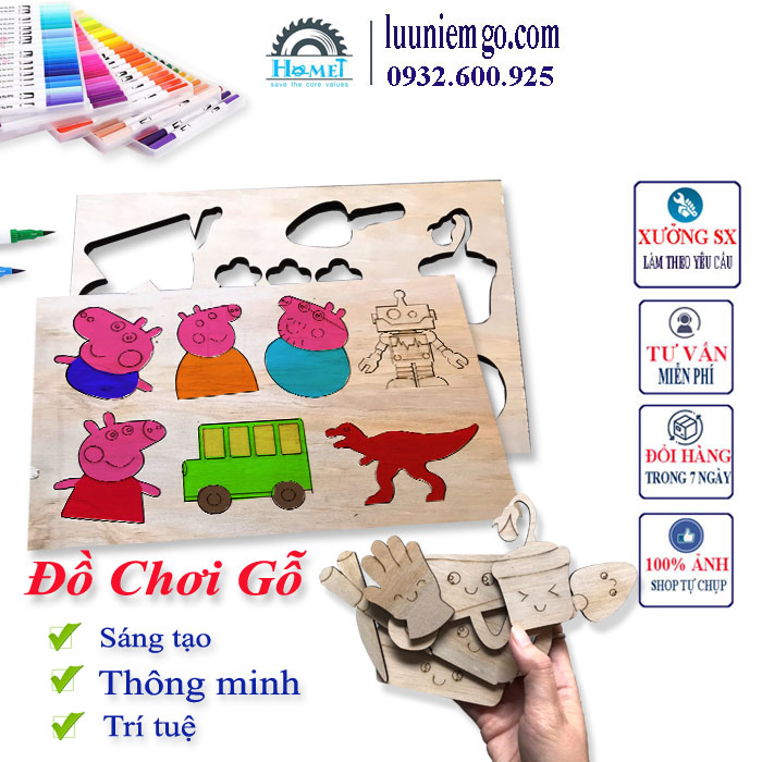 [ STICKER GỖ ] - 1K - STICKER TÔ MÀU CHO BÉ, LÀM MÓC TREO TRANG TRÍ - Giao hình ngẫu nhiên