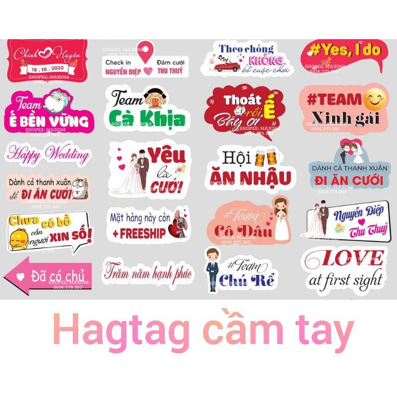 Set Hagtag cầm tay chụp ảnh đám cưới