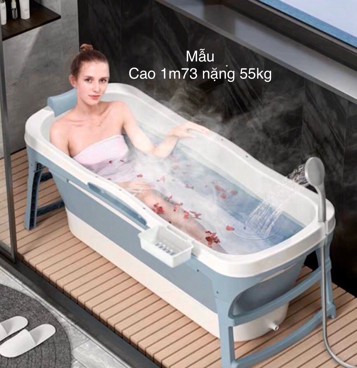 Bồn tắm nhựa gấp gọn-có nắp-dài 1m28