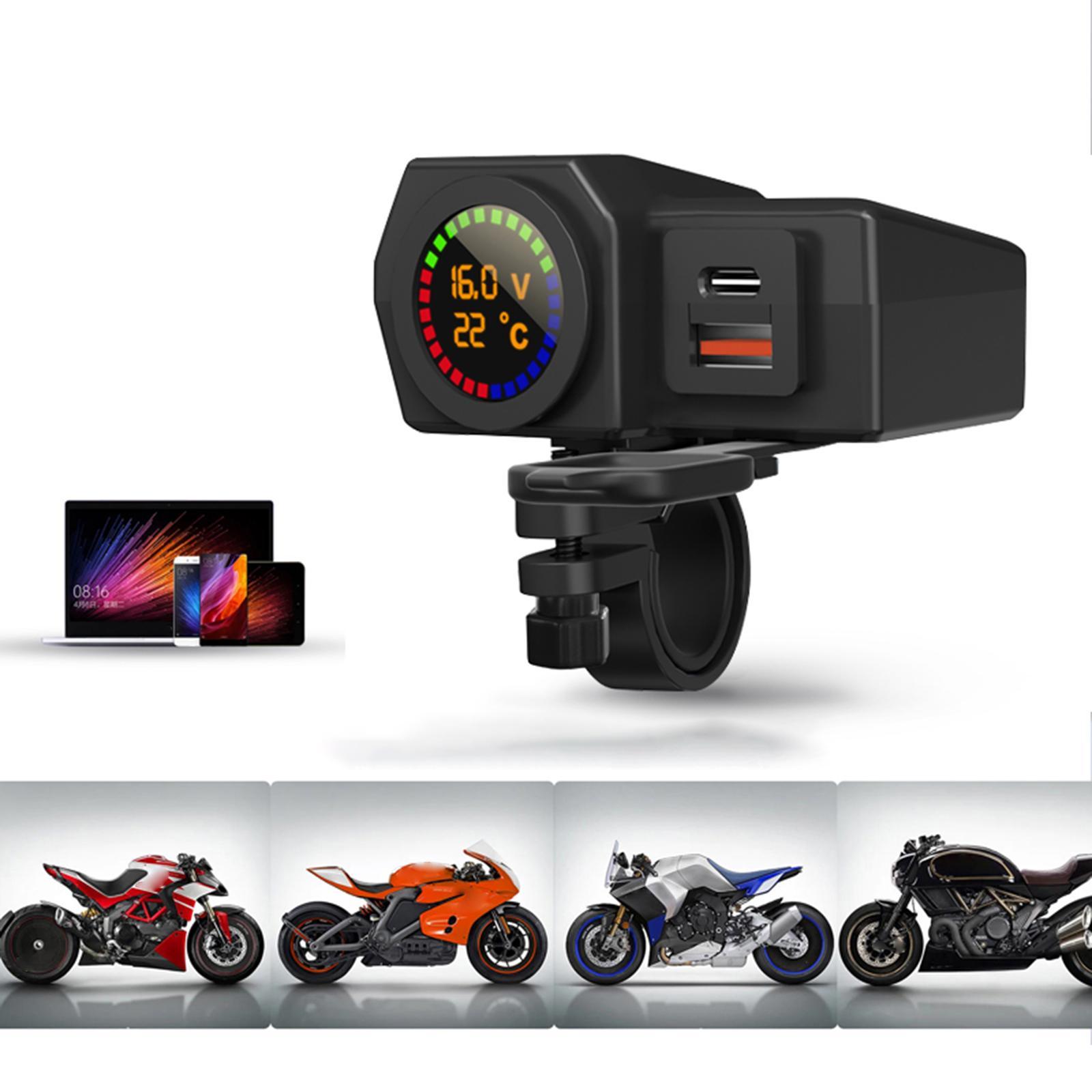 12V-24V Motorcycle USB Phone Charger QC 3.0 Port for Smartphone Cameras