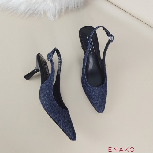 Giầy cao gót nữ Enako Tp13677 - slingback mũi vuông nhỏ gót mảnh cao 7cm