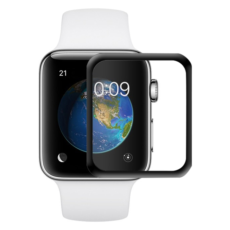 Miếng Dán Cường Lực 3D Cho Apple Watch 38mm mỏng 0.6mm độ cứng 9H vát cạnh 2.5D