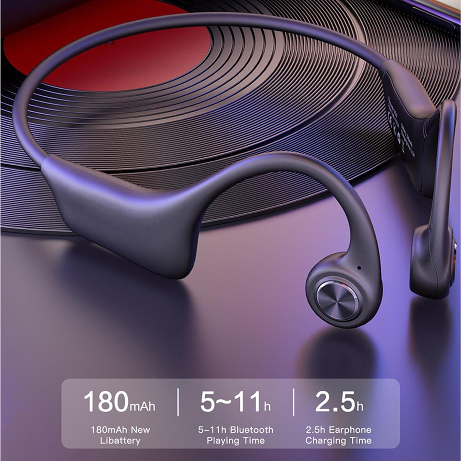Bone Conduction Headphones Bluetooth 5.0 Wireless Open-Ear Headset Earphones IPX6 Waterproof Sweat-Proof
