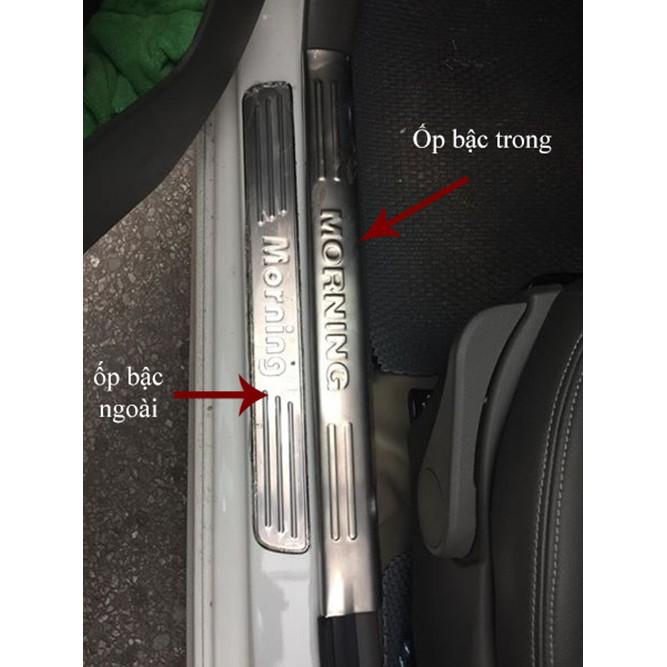 - ốp bậc trong ngoài xe KIA Morning đời 2012-2019 mẫu inox