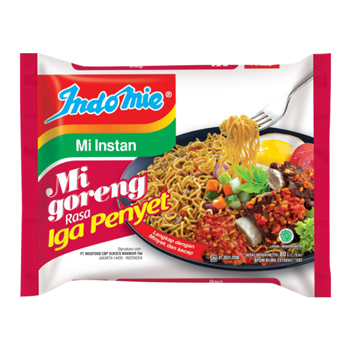 Thùng 40 Gói Mì Xào Khô Indomie Vị sườn - Mi Goreng Rasa Iga Penyet (80gx40)