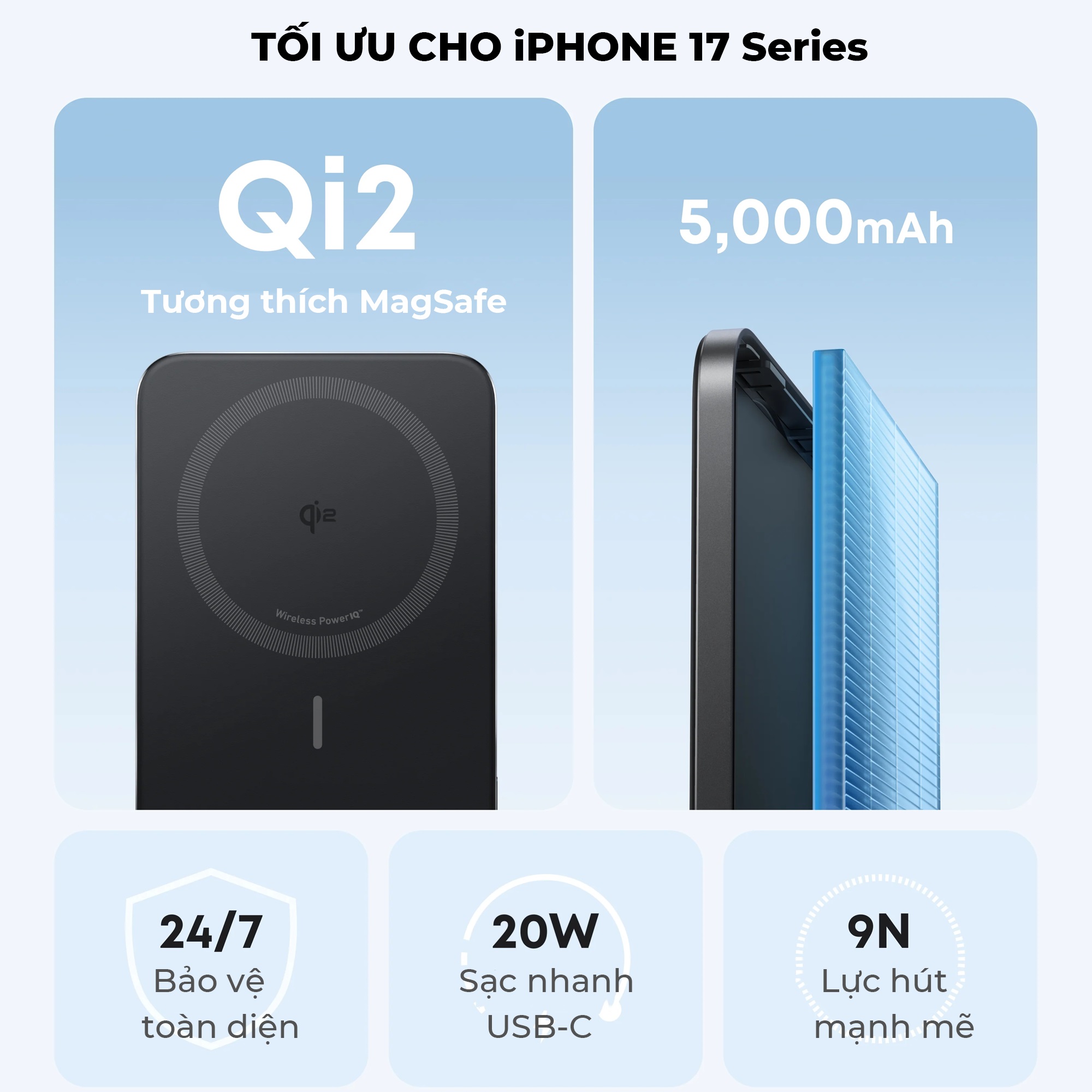 Pin Sạc Dự Phòng Anker Nano 5000mAh A1665 MagGo Slim (Qi2 15W, Siêu Mỏng) - GiaPhucStore | Hàng Chính Hãng