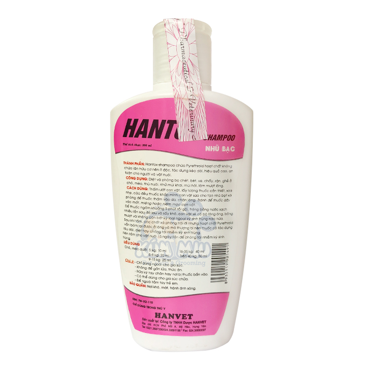 Dầu Tắm Trị Bọ Chét, Ve, Ghẻ, Rận Chó Mèo Hanvet Hantox 200ml