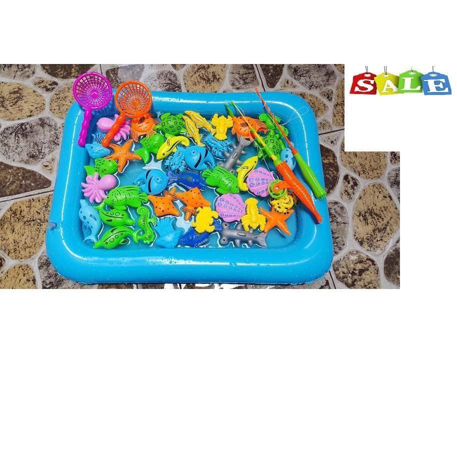 Bộ Đồ Chơi Câu Cá Kèm Bể Phao Và Bơm Tay Dành Cho Bé Yêu - Free Ship Toàn Quốc