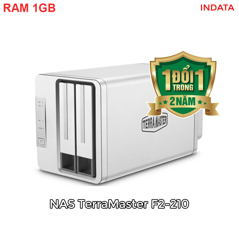 Bộ lưu trữ mạng NAS TerraMaster F2-210 Quad-core CPU, RAM 1GB, 2 khay ổ cứng RAID 0,1,JBOD,Single - Hàng chính hãng