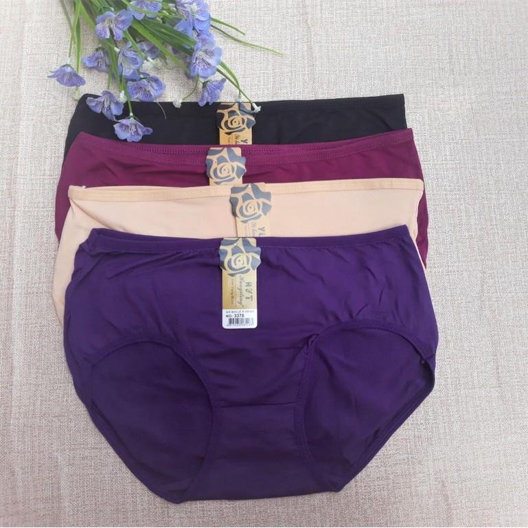 Quần lót nữ cạp cao 3378 màu trơn from rộng 2XL Cho người 50kg 60kg chất co dãn tốt