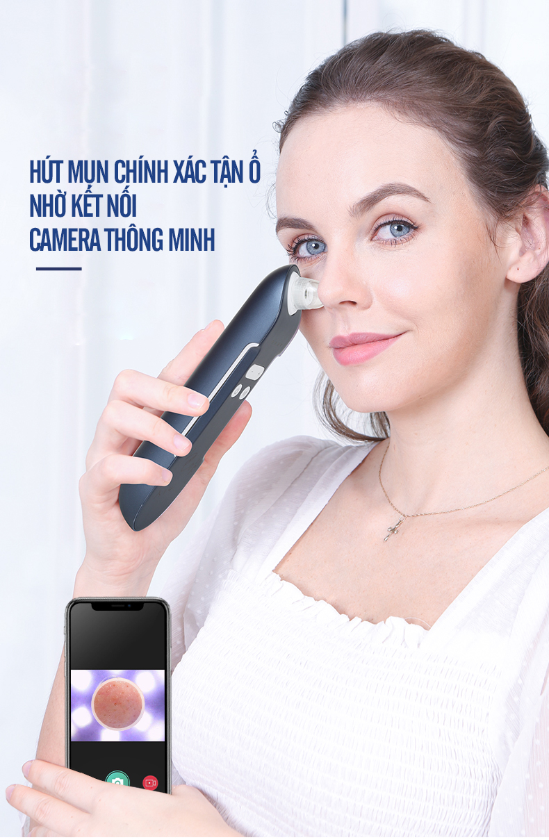 Máy Hút Mụn Công Nghệ Mới K-SKIN Với 4 Đầu Hút, Trang Bị Camera 30.000 Pixel - Hàng Chính Hãng