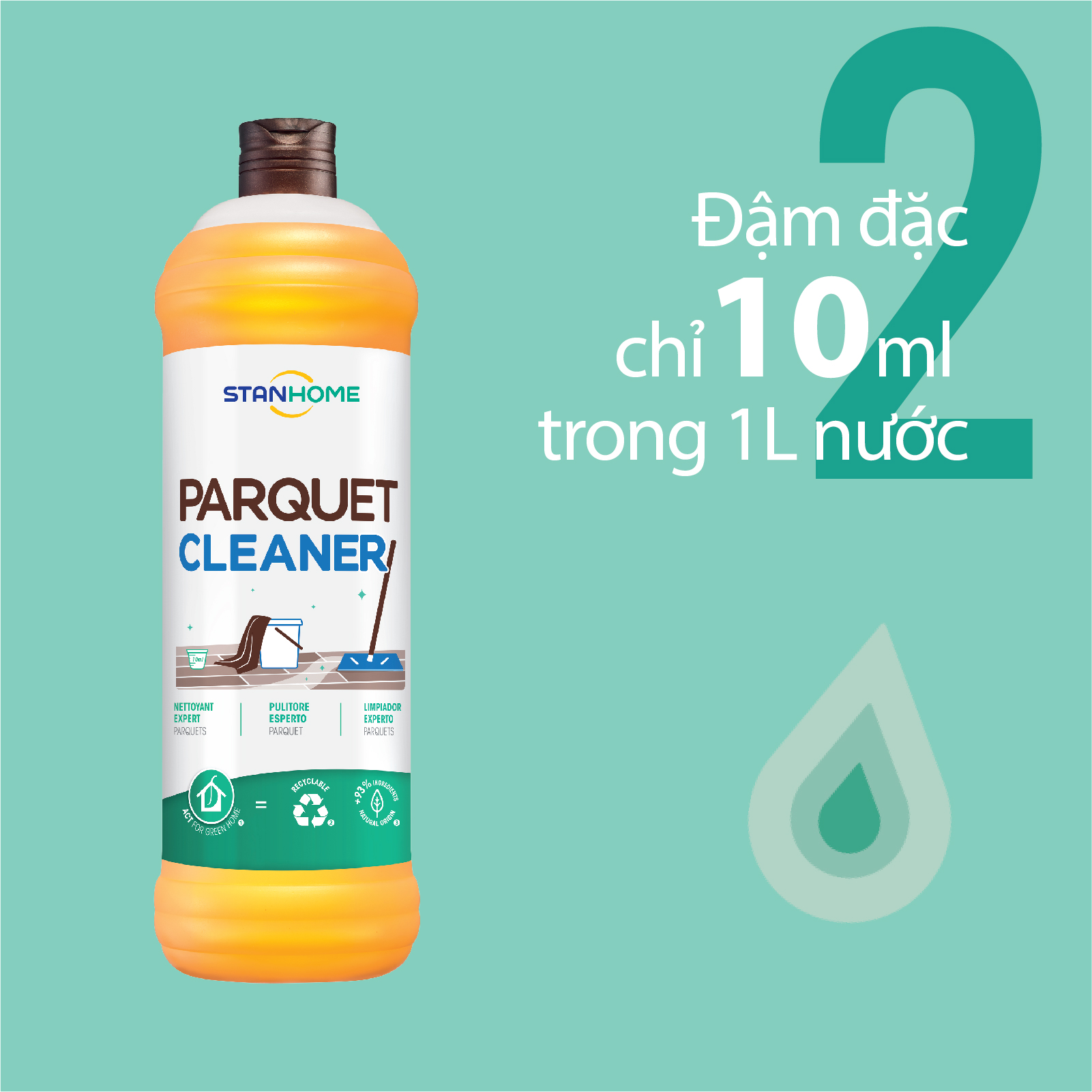 Nước Lau Sàn Gỗ Đậm Đặc Stanhome Parquet Cleaner (1000ml)