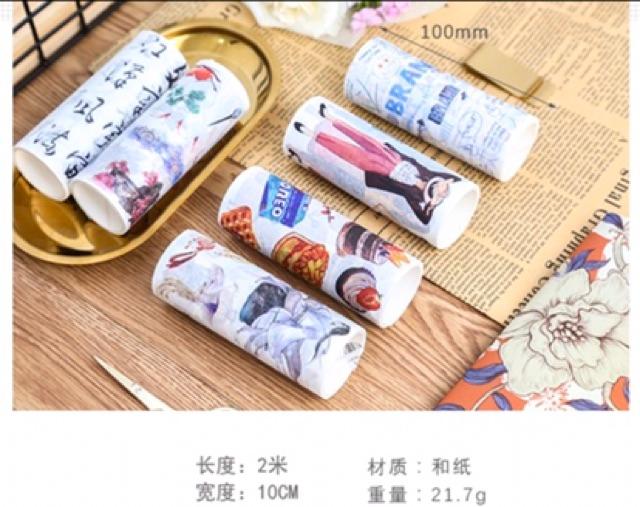 Washi tape trang trí nhiều phong cách, 10cm