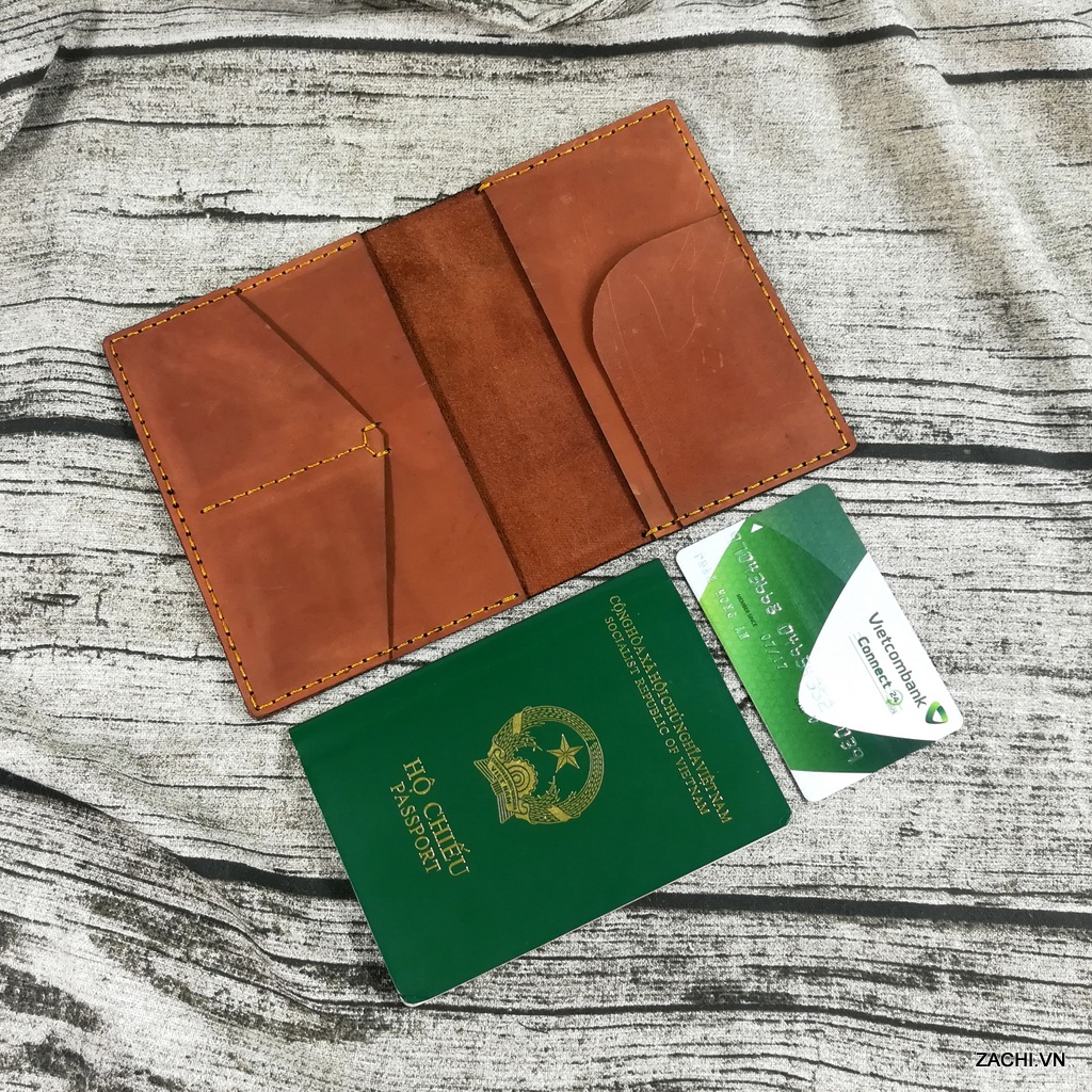 Ví đựng passport, bao da passport, ví đựng hộ chiếu, bao da hộ chiếu, ví đựng passport và thẻ, bao da hộ chiếu du lịch da bò handmade - PP11