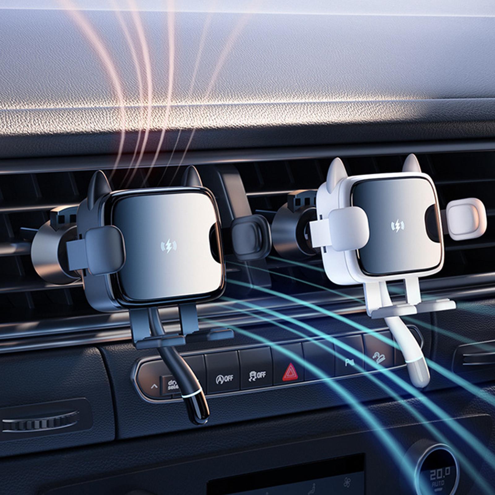 Cat Shape Wireless Car Charger Air Vent Mount Cell Phone Holder Quick Release Automatic Clamping