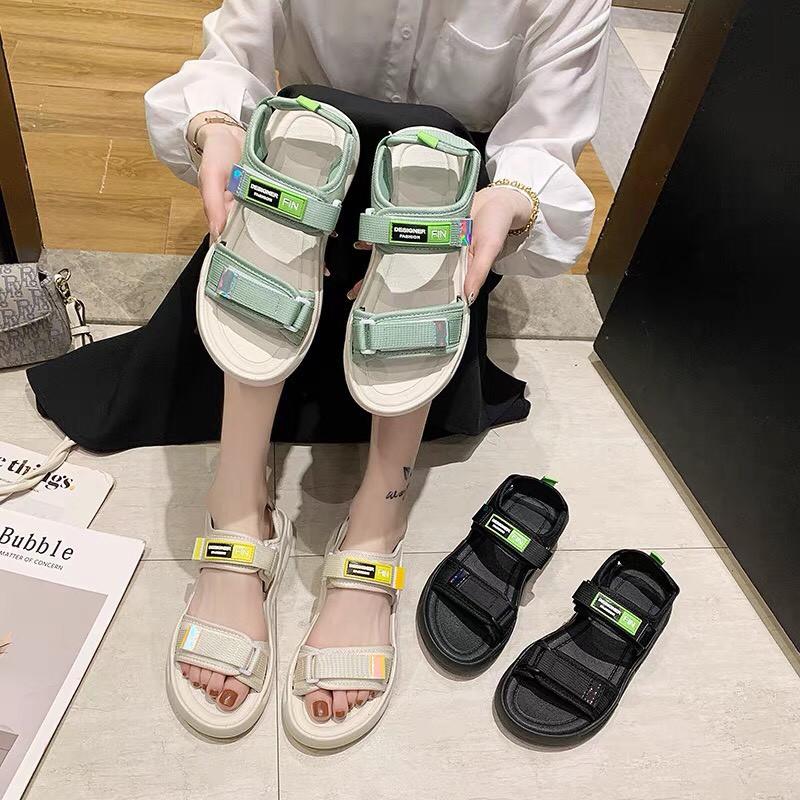 Sandal Nữ Quai Dán FIN Hàn Quốc Quai 3 Màu Hot Trend