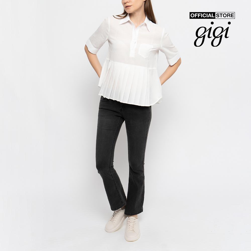 GIGI - Áo kiểu nữ tay ngắn cổ bẻ Pleat Peplum Polo G1108B212237