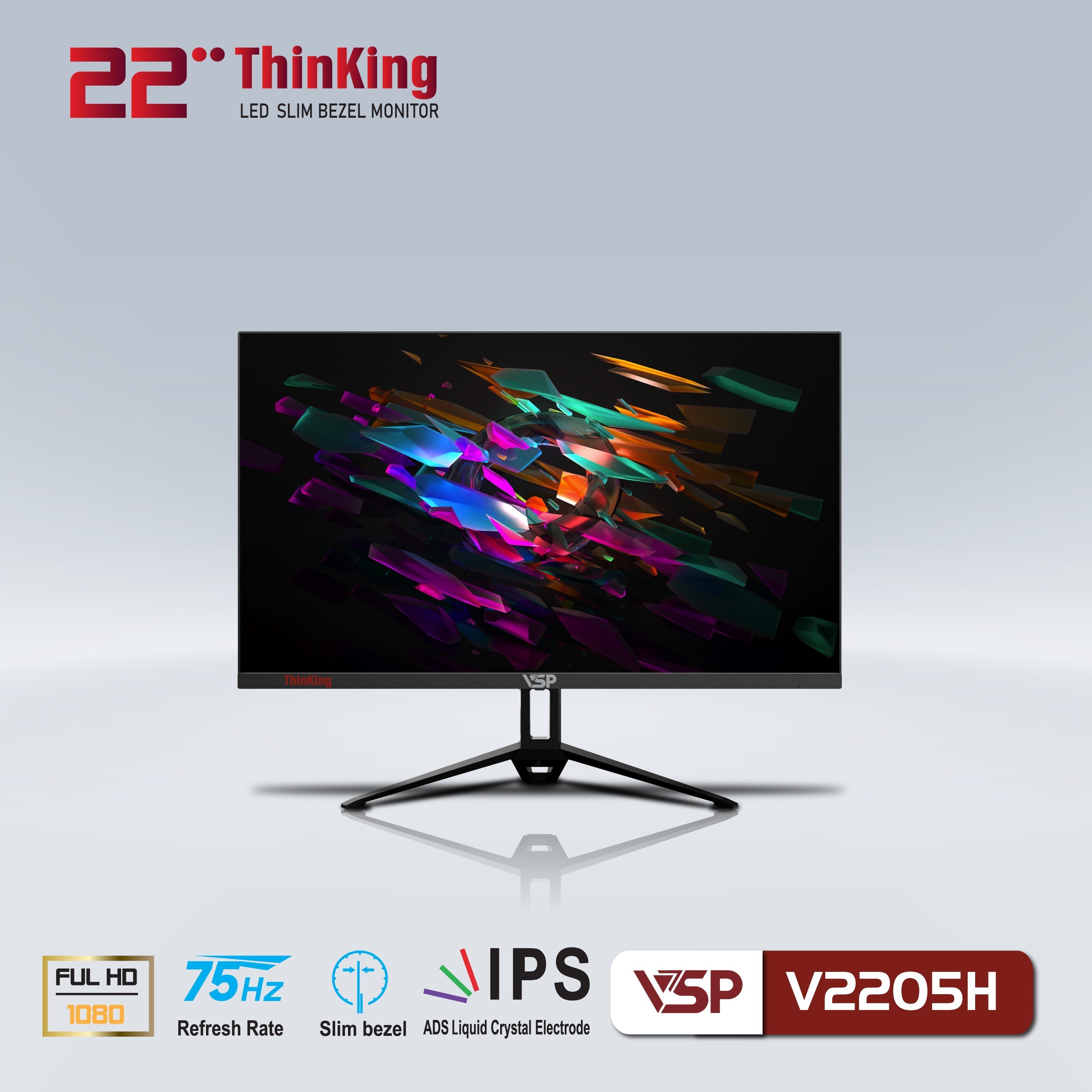 Màn Hình VSP V2205H 22&quot; IPS Đen (FullHD, 75Hz, HDMI, VGA) - HN - HÀNG CHÍNH HÃNG