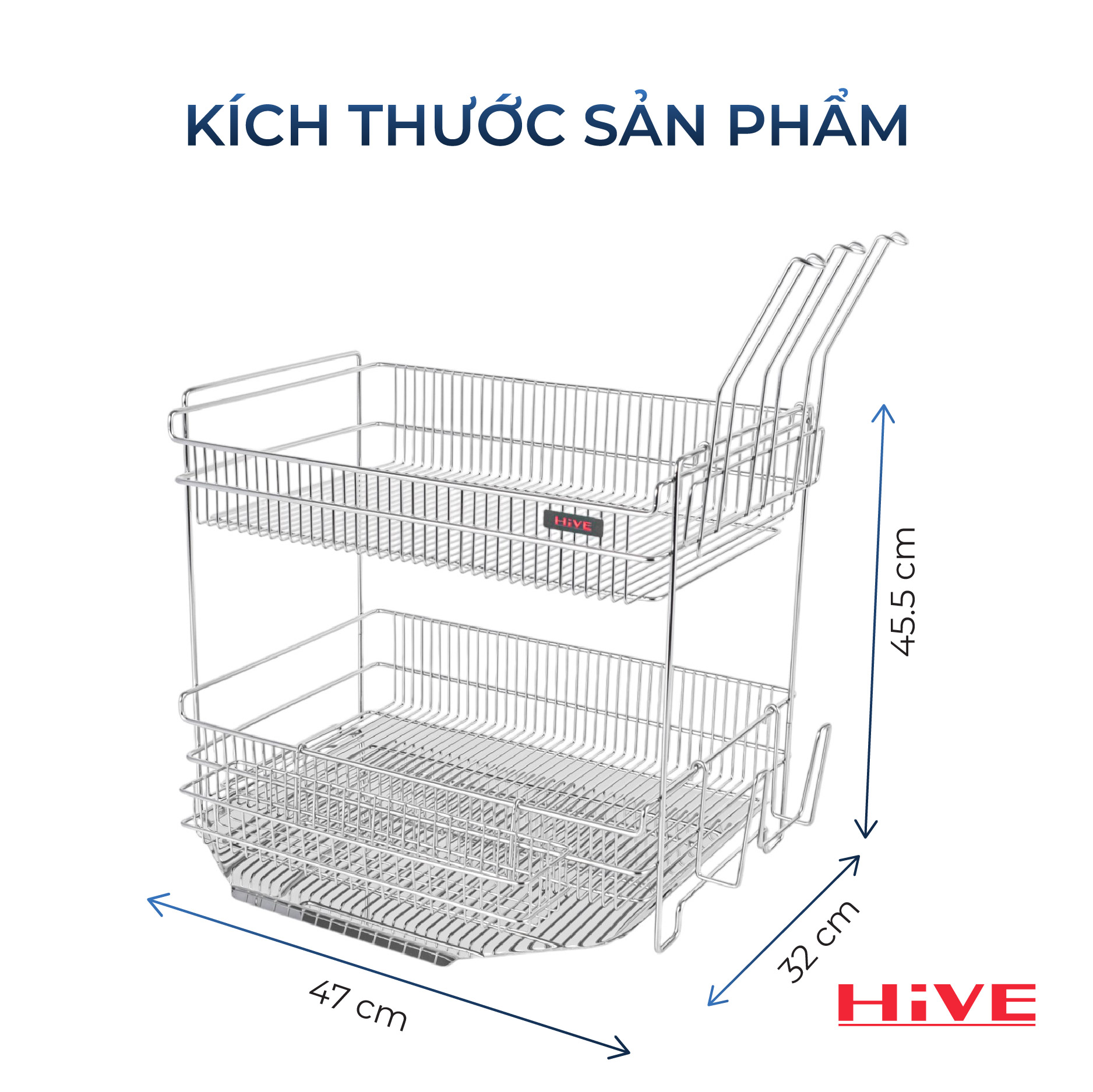 Kệ (giá) để chén bát HiVE KO 2 tầng inox 304