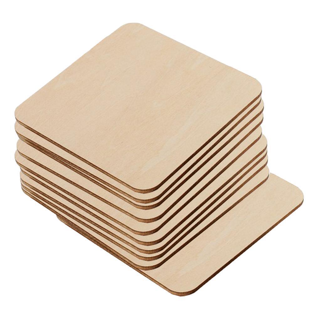 20x Blank Wood Natural Slices Wooden Squares Cutouts For DIY Crafts