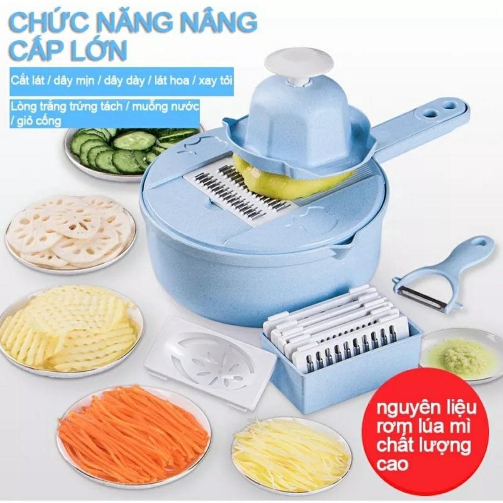 Bộ Rổ Bào Rau Củ Quả 12 Chi Tiết Tiện Lợi Dành Cho Nhà Bếp Không Lo Đứt Tay.