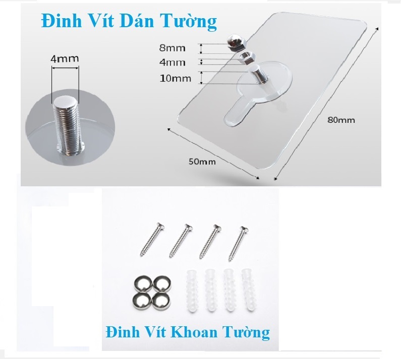 Giá Vắt Khăn Nhà Tắm INOX SUS304, Kệ Treo Khăn Phòng Tắm Dán Tường Gạch Men Hoặc Khoan Vít Tường