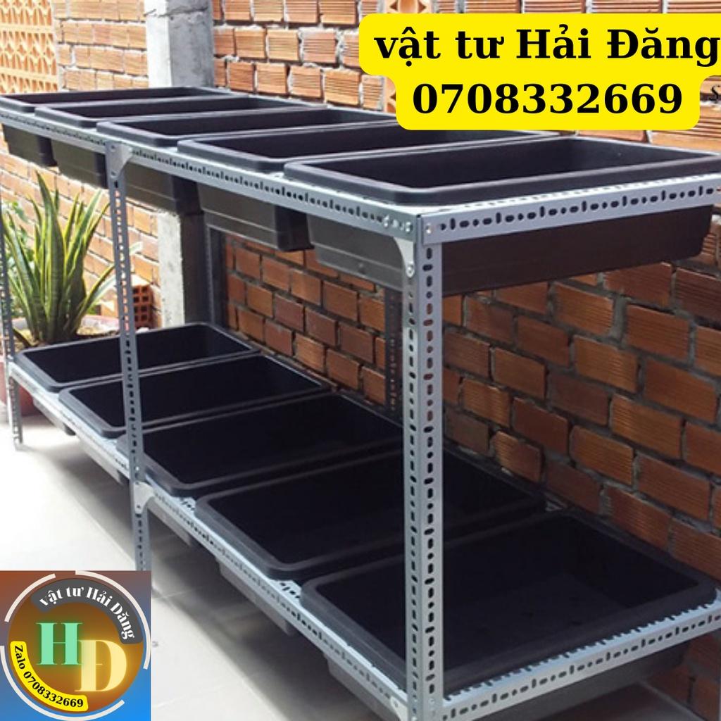 ( khay nhựa 67cm x 42cm ) khung kệ trồng rau 2 tầng sắt v lỗ,kệ trồng rau