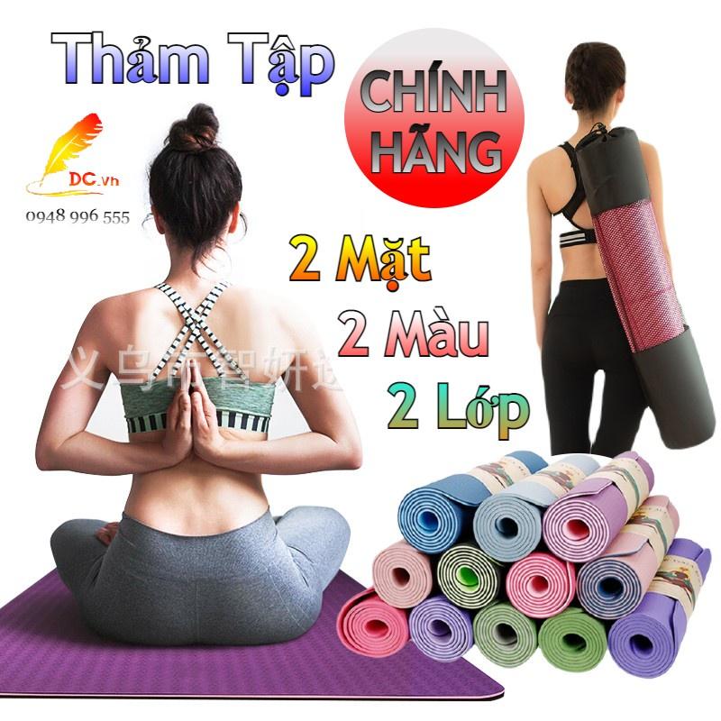 Thảm Tập Yoga CHÍNH HÃNG Chống Trơn Trượt 2 Lớp Cao Su Non TPE Cao Cấp Tập Thể Dục Tại Nhà