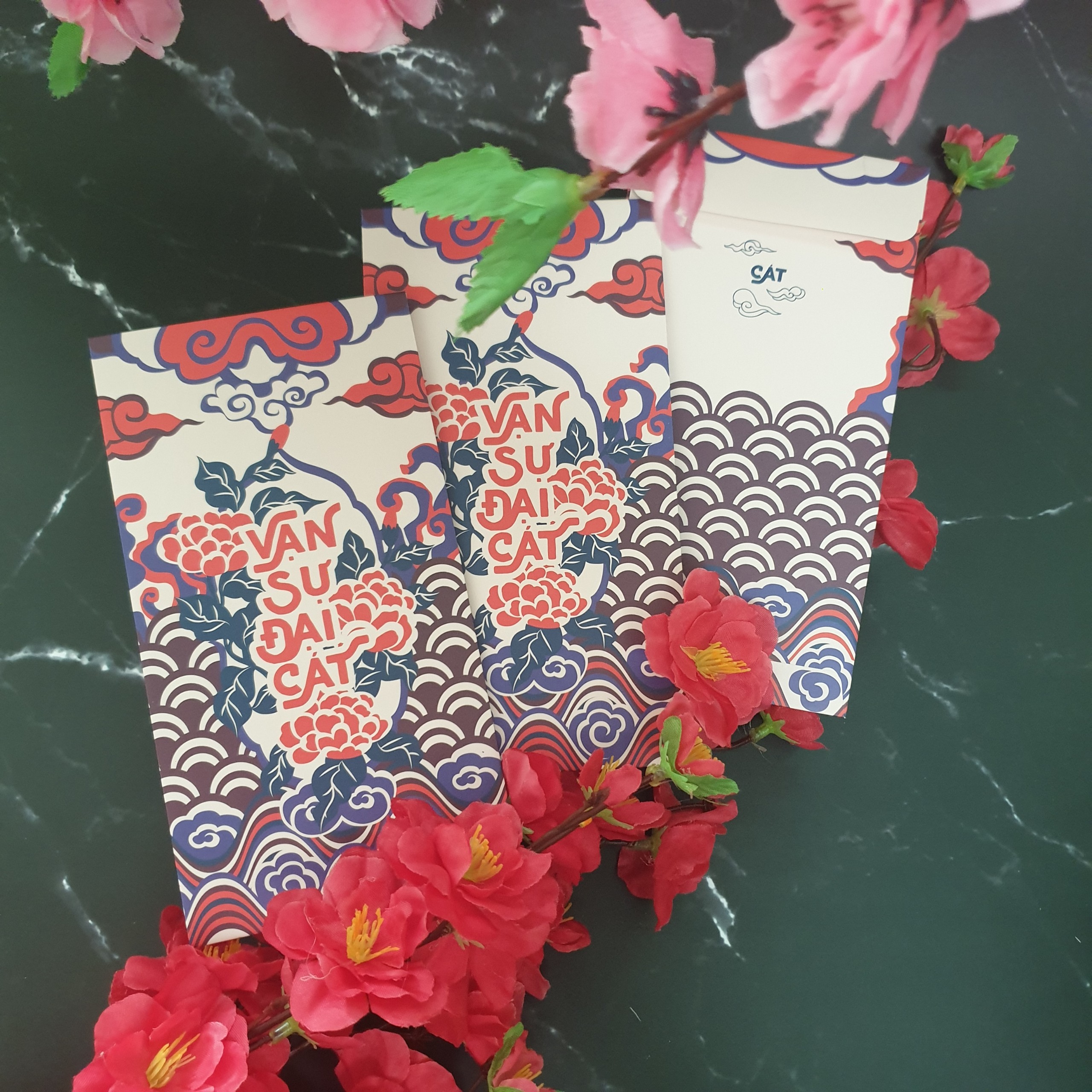 Bao lì xì 9x17 cm SDstationery CÁT NIÊN MỸ Ý giấy chất lượng cao, hoa văn cổ truyền sang trọng