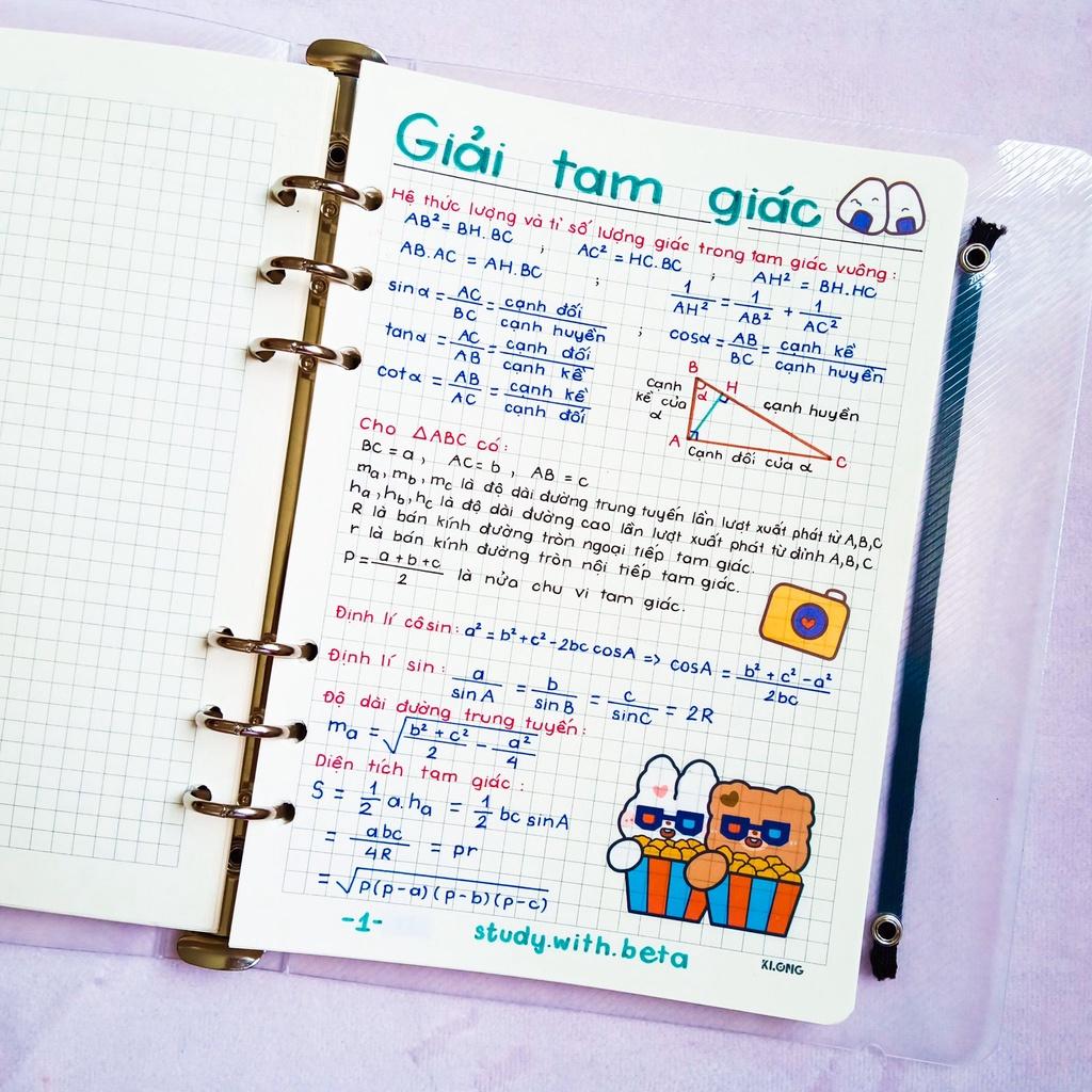 Sổ takenote toán 12, sổ còng binder toán ĐẠI SỐ lớp 12 giúp học tốt toán 12, sổ tay ghi chép vẽ sticker, sổ lò xo A5