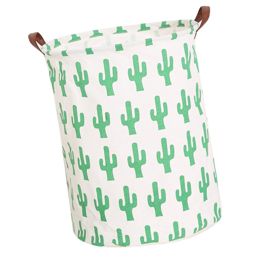 Kid Toys Clothes Storage Bin Basket Leather Handle Small House + Cactus