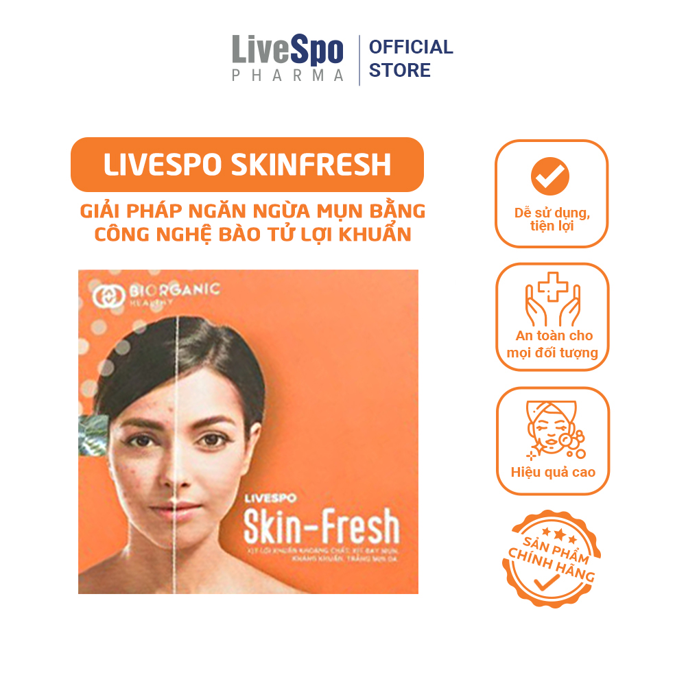 Xịt mụn LiveSpo Skinfresh giúp kháng khuẩn làm sạch mụn bằng khoáng chất lợi khuẩn cho da mặt