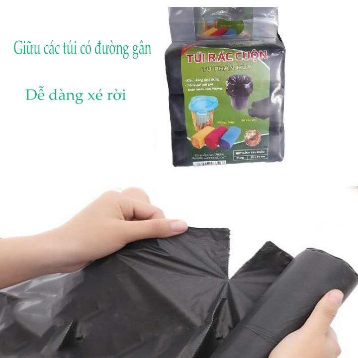 1 SET/3 cuộn túi đựng rác sinh học tự phân hủy size 55 x 65cm (14 túi/cuộn) thân thiện với môi trường