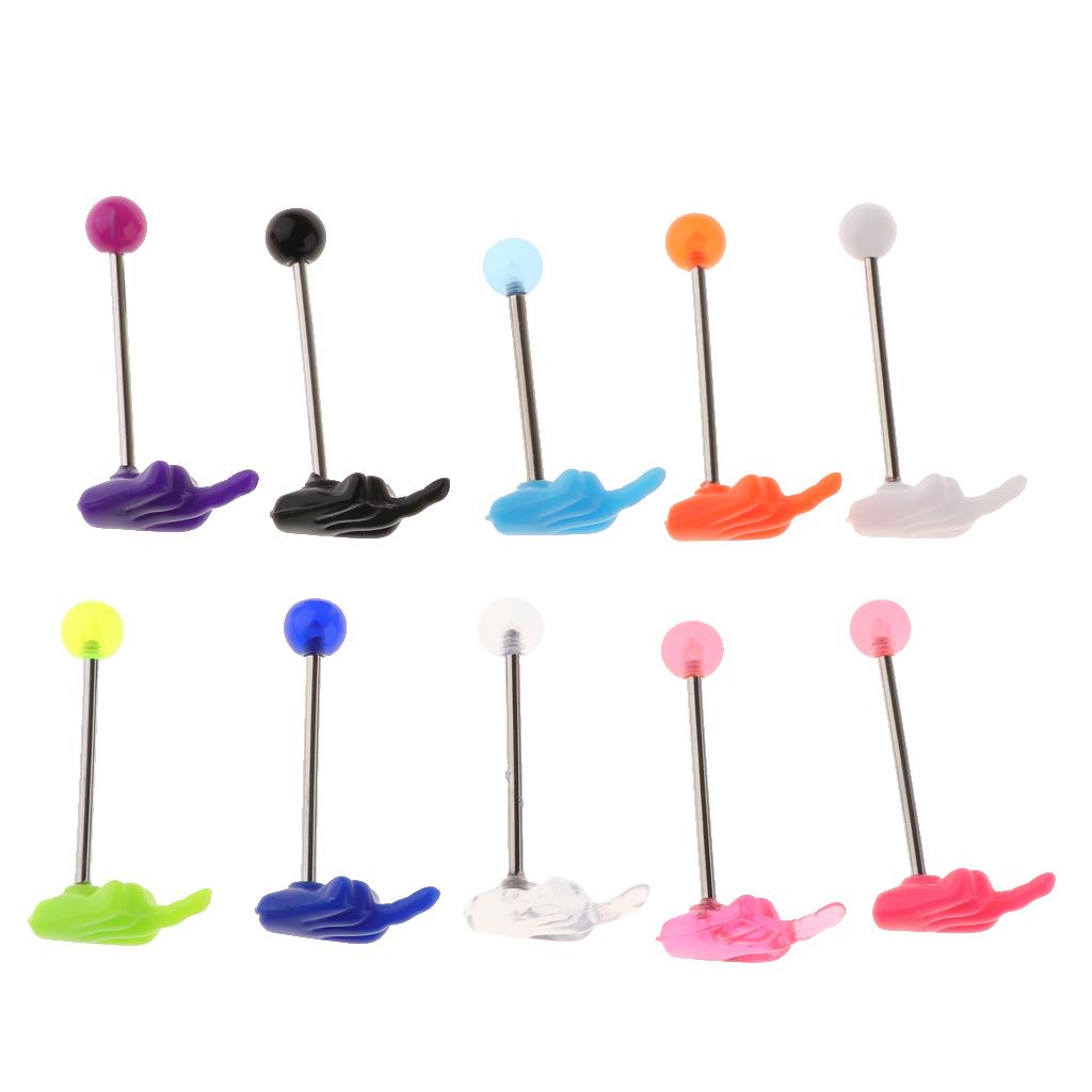 10Pcs Stainless Steel Lip Chin Labret Bar Tongue Ring Stud Tragus Piercing