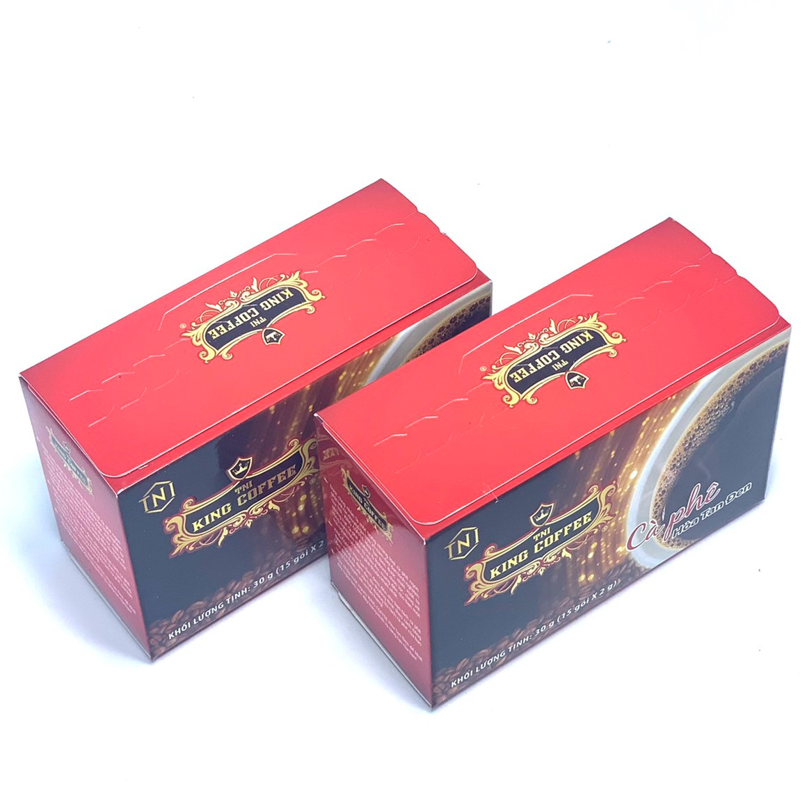 Combo 2 Hộp Cà Phê Hòa Tan Đen( Không Đường Sữa) King Coffee Hộp 15 gói x 2gam