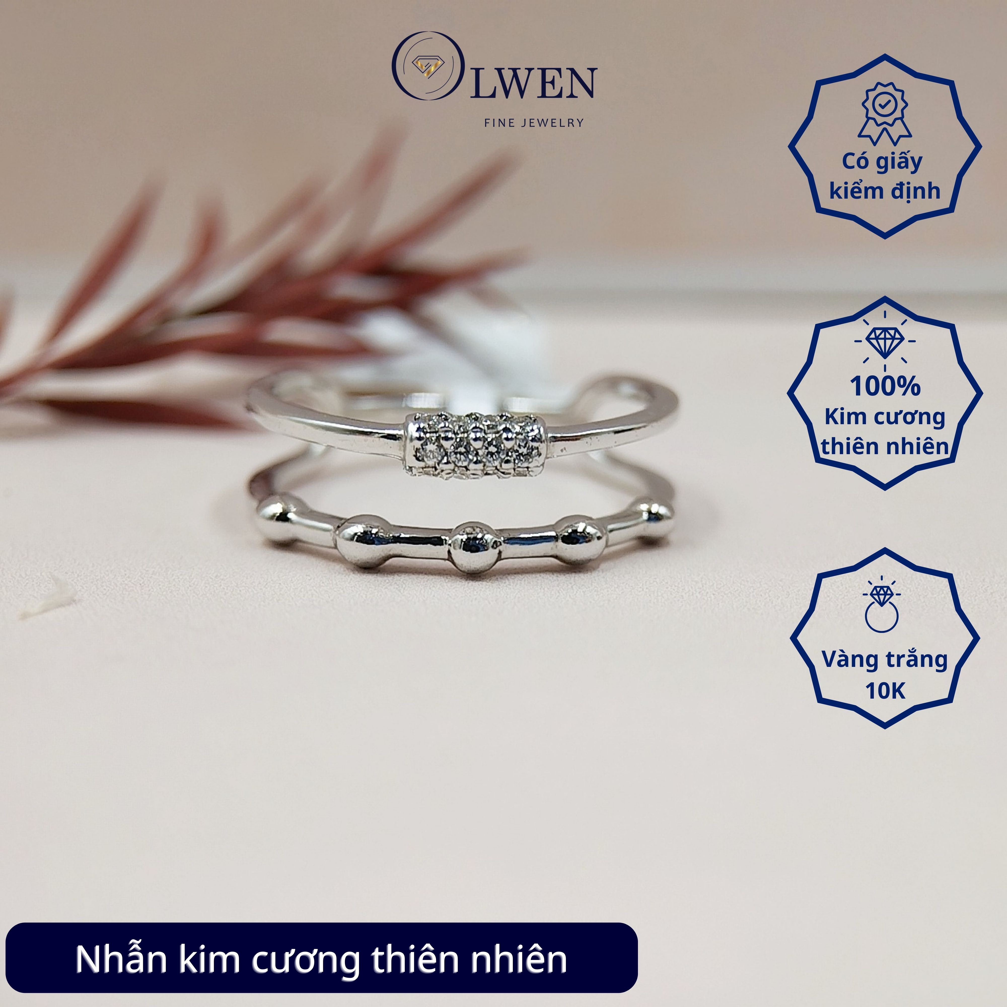 Nhẫn kim cương thiên nhiên OW14