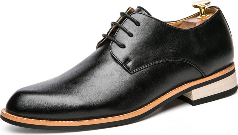Men's Business Office Leather Lace-Up Shoes Breathable Round Head Large Size Formal Men's Shoes