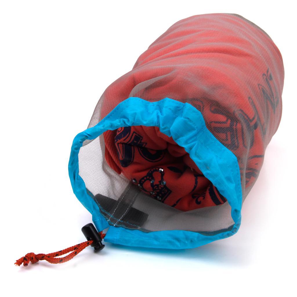 2 Pieces S & L Ultralight Drawstring Net Mesh Stuff Sack Blanket Jacket Storage Bag for Travel Hiking
