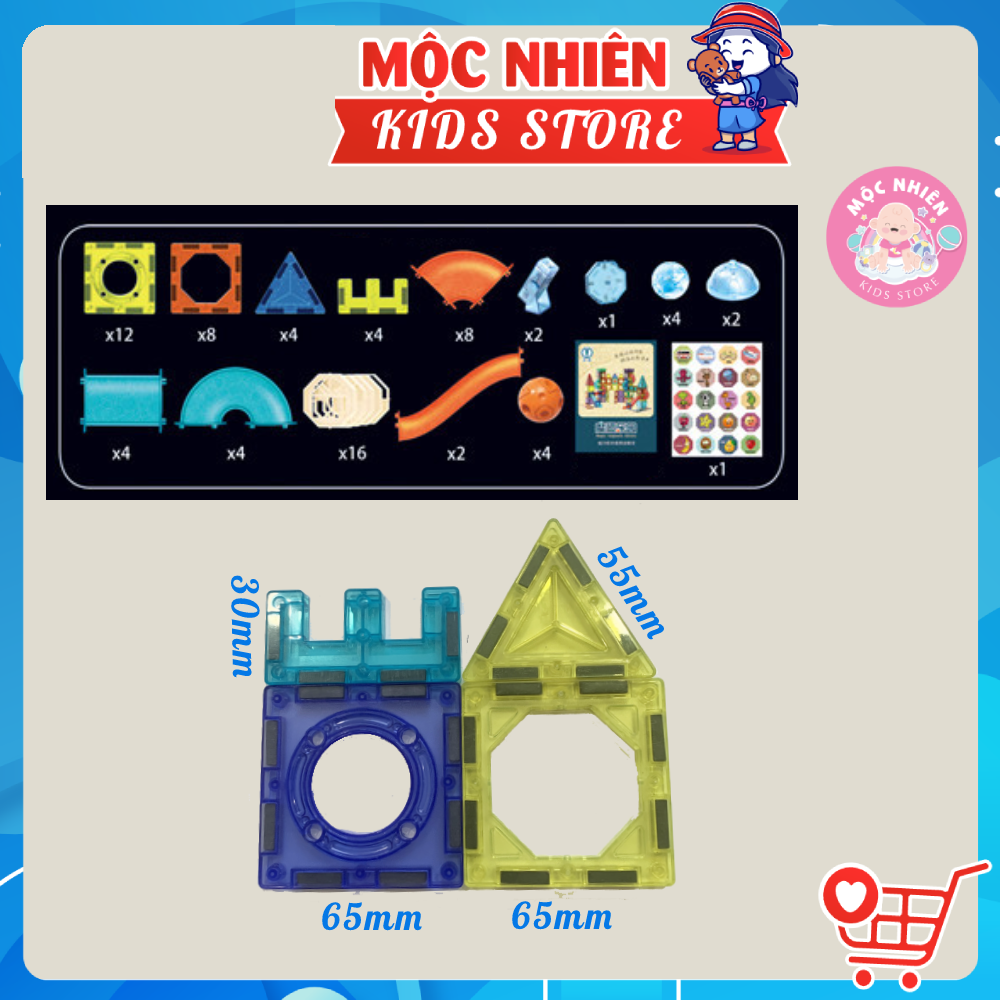 Đồ chơi xếp hình nam châm khối 3D cầu trượt thả bi sáng tạo  - Có đèn phát sáng