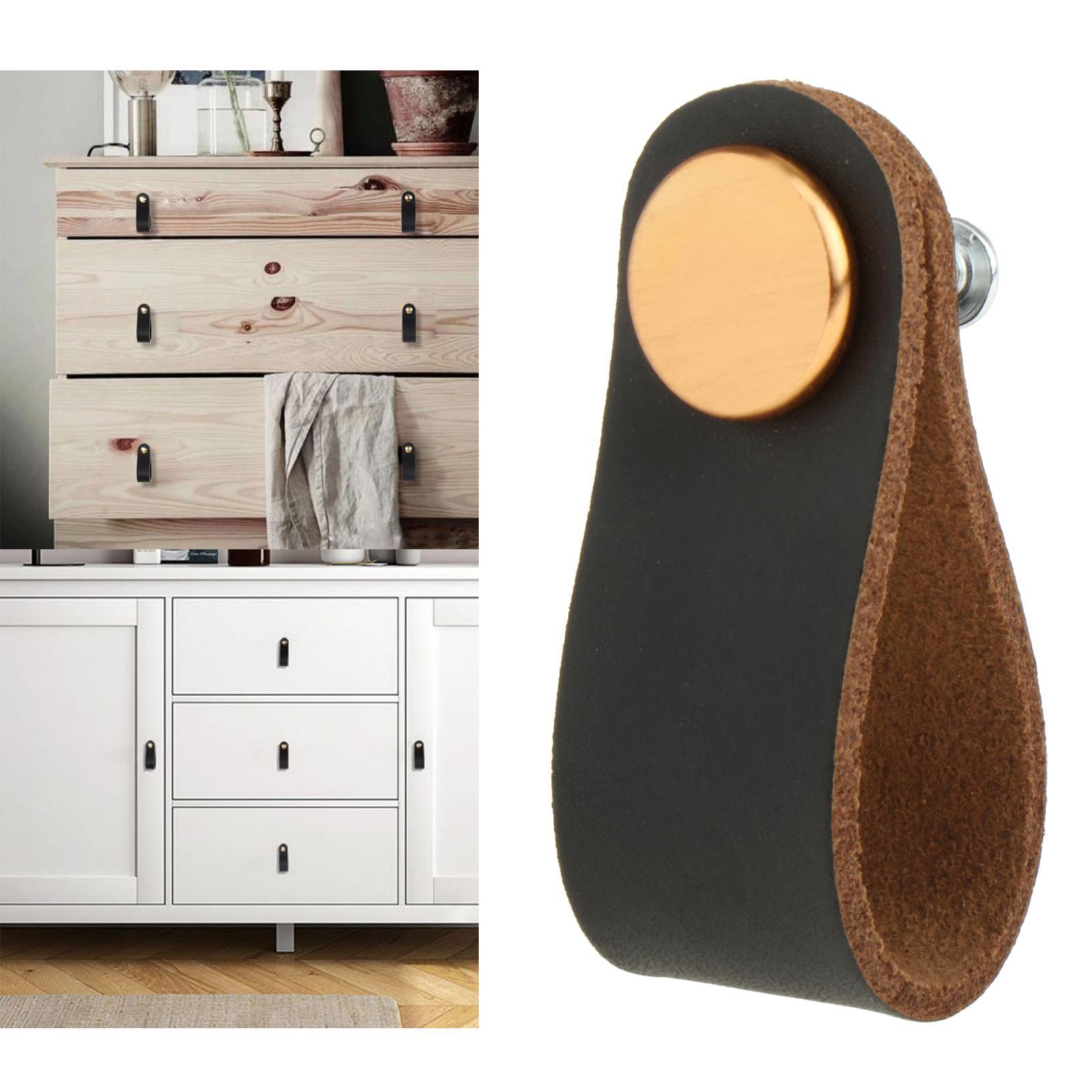 Leather Furniture Handle Pull With Screws Cabinet Door Knobs Hardware