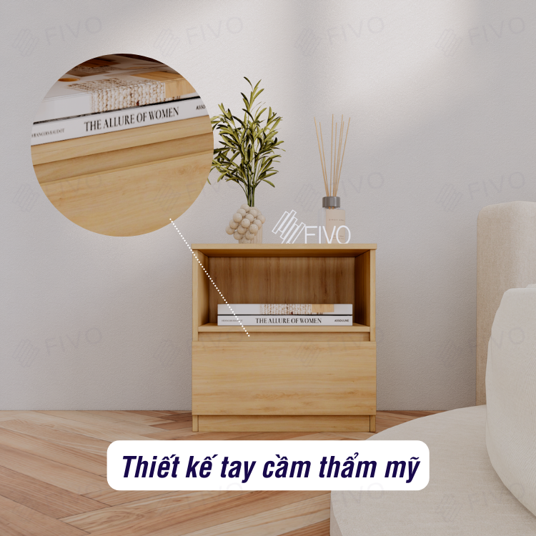 Tủ Đầu Giường Gỗ FIVO FT19 Có Hộc, Ngăn Kéo Cao Cấp, Tay Cầm Thiết Kế Thẩm Mỹ